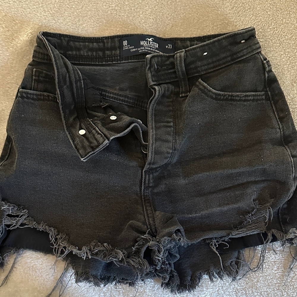 Hollister Women's Distressed Black Jean Shorts